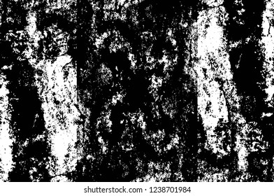 Grunge overlay layer. Abstract black and white vector background. Monochrome vintage surface with dirty pattern in cracks, spots, dots. Old wall in dark horror style design