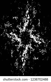 Grunge overlay layer. Abstract black and white vector background. Monochrome vintage surface with dirty pattern in cracks, spots, dots. Old wall in dark horror style design