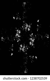 Grunge overlay layer. Abstract black and white vector background. Monochrome vintage surface with dirty pattern in cracks, spots, dots. Old wall in dark horror style design
