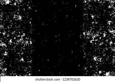Grunge overlay layer. Abstract black and white vector background. Monochrome vintage surface with dirty pattern in cracks, spots, dots. Old wall in dark horror style design