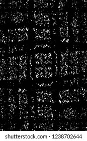 Grunge overlay layer. Abstract black and white vector background. Monochrome vintage surface with dirty pattern in cracks, spots, dots. Old wall in dark horror style design