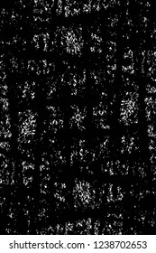 Grunge overlay layer. Abstract black and white vector background. Monochrome vintage surface with dirty pattern in cracks, spots, dots. Old wall in dark horror style design