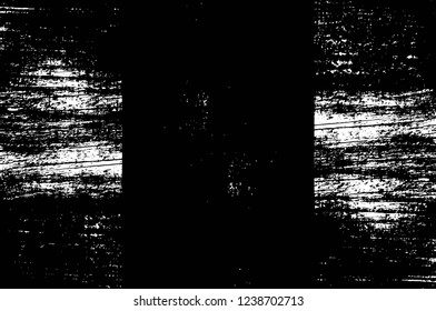 Grunge overlay layer. Abstract black and white vector background. Monochrome vintage surface with dirty pattern in cracks, spots, dots. Old wall in dark horror style design