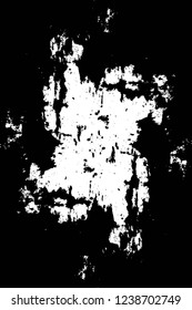 Grunge overlay layer. Abstract black and white vector background. Monochrome vintage surface with dirty pattern in cracks, spots, dots. Old wall in dark horror style design