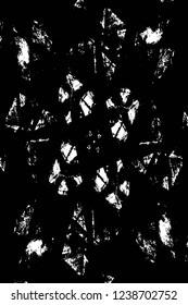 Grunge overlay layer. Abstract black and white vector background. Monochrome vintage surface with dirty pattern in cracks, spots, dots. Old wall in dark horror style design