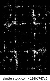 Grunge overlay layer. Abstract black and white vector background. Monochrome vintage surface with dirty pattern in cracks, spots, dots. Old wall in dark horror style design
