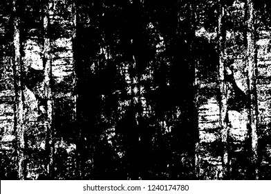 Grunge overlay layer. Abstract black and white vector background. Monochrome vintage surface with dirty pattern in cracks, spots, dots. Old wall in dark horror style design