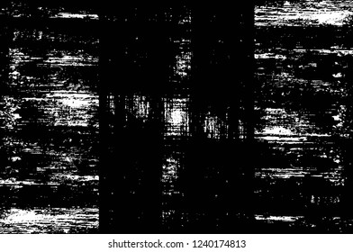 Grunge overlay layer. Abstract black and white vector background. Monochrome vintage surface with dirty pattern in cracks, spots, dots. Old wall in dark horror style design