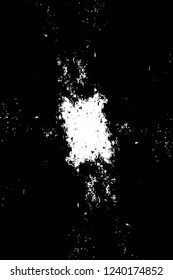 Grunge overlay layer. Abstract black and white vector background. Monochrome vintage surface with dirty pattern in cracks, spots, dots. Old wall in dark horror style design