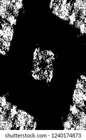 Grunge overlay layer. Abstract black and white vector background. Monochrome vintage surface with dirty pattern in cracks, spots, dots. Old wall in dark horror style design