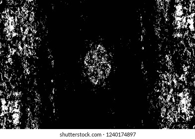 Grunge overlay layer. Abstract black and white vector background. Monochrome vintage surface with dirty pattern in cracks, spots, dots. Old wall in dark horror style design