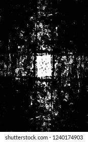 Grunge overlay layer. Abstract black and white vector background. Monochrome vintage surface with dirty pattern in cracks, spots, dots. Old wall in dark horror style design