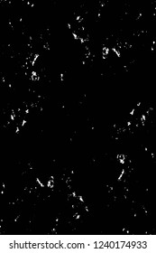 Grunge overlay layer. Abstract black and white vector background. Monochrome vintage surface with dirty pattern in cracks, spots, dots. Old wall in dark horror style design