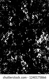 Grunge overlay layer. Abstract black and white vector background. Monochrome vintage surface with dirty pattern in cracks, spots, dots. Old wall in dark horror style design