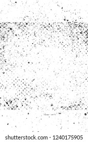 Grunge overlay layer. Abstract black and white vector background. Monochrome vintage surface with dirty pattern in cracks, spots, dots. Old wall in dark horror style design