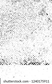 Grunge overlay layer. Abstract black and white vector background. Monochrome vintage surface with dirty pattern in cracks, spots, dots. Old wall in dark horror style design