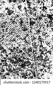 Grunge overlay layer. Abstract black and white vector background. Monochrome vintage surface with dirty pattern in cracks, spots, dots. Old wall in dark horror style design