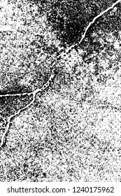Grunge overlay layer. Abstract black and white vector background. Monochrome vintage surface with dirty pattern in cracks, spots, dots. Old wall in dark horror style design