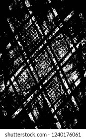 Grunge overlay layer. Abstract black and white vector background. Monochrome vintage surface with dirty pattern in cracks, spots, dots. Old wall in dark horror style design