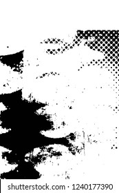 Grunge overlay layer. Abstract black and white vector background. Monochrome vintage surface with dirty pattern in cracks, spots, dots. Old wall in dark horror style design