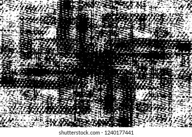 Grunge overlay layer. Abstract black and white vector background. Monochrome vintage surface with dirty pattern in cracks, spots, dots. Old wall in dark horror style design