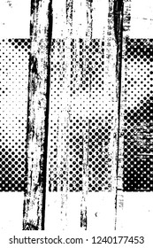 Grunge overlay layer. Abstract black and white vector background. Monochrome vintage surface with dirty pattern in cracks, spots, dots. Old wall in dark horror style design
