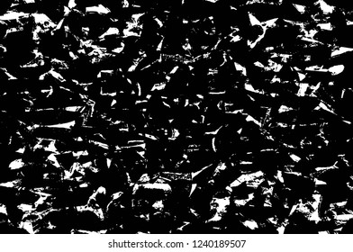 Grunge overlay layer. Abstract black and white vector background. Monochrome vintage surface with dirty pattern in cracks, spots, dots. Old wall in dark horror style design