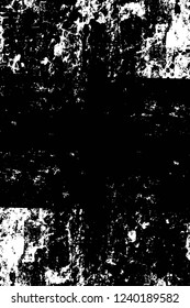 Grunge overlay layer. Abstract black and white vector background. Monochrome vintage surface with dirty pattern in cracks, spots, dots. Old wall in dark horror style design