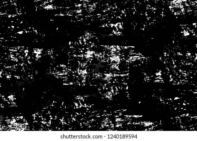 Grunge overlay layer. Abstract black and white vector background. Monochrome vintage surface with dirty pattern in cracks, spots, dots. Old wall in dark horror style design
