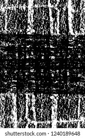 Grunge overlay layer. Abstract black and white vector background. Monochrome vintage surface with dirty pattern in cracks, spots, dots. Old wall in dark horror style design