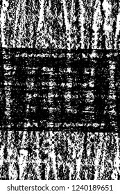 Grunge overlay layer. Abstract black and white vector background. Monochrome vintage surface with dirty pattern in cracks, spots, dots. Old wall in dark horror style design