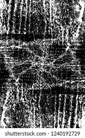 Grunge overlay layer. Abstract black and white vector background. Monochrome vintage surface with dirty pattern in cracks, spots, dots. Old wall in dark horror style design