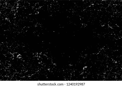 Grunge overlay layer. Abstract black and white vector background. Monochrome vintage surface with dirty pattern in cracks, spots, dots. Old wall in dark horror style design