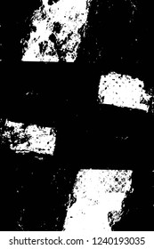 Grunge overlay layer. Abstract black and white vector background. Monochrome vintage surface with dirty pattern in cracks, spots, dots. Old wall in dark horror style design