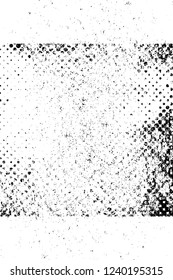 Grunge overlay layer. Abstract black and white vector background. Monochrome vintage surface with dirty pattern in cracks, spots, dots. Old wall in dark horror style design