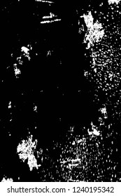 Grunge overlay layer. Abstract black and white vector background. Monochrome vintage surface with dirty pattern in cracks, spots, dots. Old wall in dark horror style design