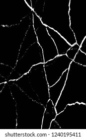 Grunge overlay layer. Abstract black and white vector background. Monochrome vintage surface with dirty pattern in cracks, spots, dots. Old wall in dark horror style design
