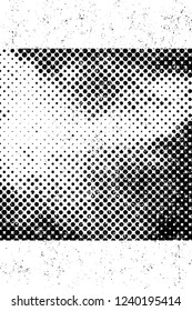 Grunge overlay layer. Abstract black and white vector background. Monochrome vintage surface with dirty pattern in cracks, spots, dots. Old wall in dark horror style design
