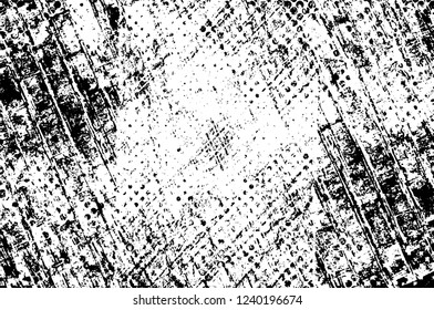 Grunge overlay layer. Abstract black and white vector background. Monochrome vintage surface with dirty pattern in cracks, spots, dots. Old wall in dark horror style design