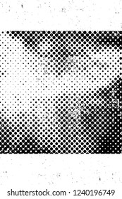 Grunge overlay layer. Abstract black and white vector background. Monochrome vintage surface with dirty pattern in cracks, spots, dots. Old wall in dark horror style design