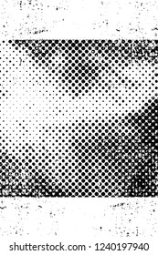 Grunge overlay layer. Abstract black and white vector background. Monochrome vintage surface with dirty pattern in cracks, spots, dots. Old wall in dark horror style design