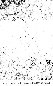 Grunge overlay layer. Abstract black and white vector background. Monochrome vintage surface with dirty pattern in cracks, spots, dots. Old wall in dark horror style design