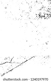 Grunge overlay layer. Abstract black and white vector background. Monochrome vintage surface with dirty pattern in cracks, spots, dots. Old wall in dark horror style design
