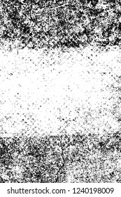 Grunge overlay layer. Abstract black and white vector background. Monochrome vintage surface with dirty pattern in cracks, spots, dots. Old wall in dark horror style design
