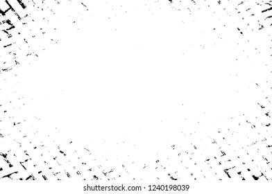 Grunge overlay layer. Abstract black and white vector background. Monochrome vintage surface with dirty pattern in cracks, spots, dots. Old wall in dark horror style design