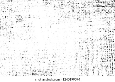 Grunge overlay layer. Abstract black and white vector background. Monochrome vintage surface with dirty pattern in cracks, spots, dots. Old wall in dark horror style design