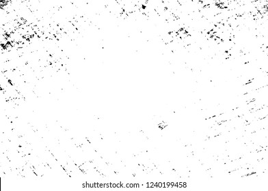 Grunge overlay layer. Abstract black and white vector background. Monochrome vintage surface with dirty pattern in cracks, spots, dots. Old wall in dark horror style design