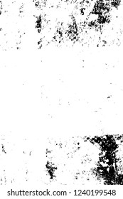 Grunge overlay layer. Abstract black and white vector background. Monochrome vintage surface with dirty pattern in cracks, spots, dots. Old wall in dark horror style design