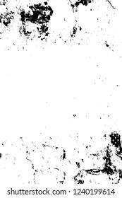 Grunge overlay layer. Abstract black and white vector background. Monochrome vintage surface with dirty pattern in cracks, spots, dots. Old wall in dark horror style design