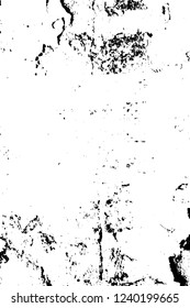 Grunge overlay layer. Abstract black and white vector background. Monochrome vintage surface with dirty pattern in cracks, spots, dots. Old wall in dark horror style design